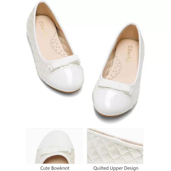 imageDREAM PAIRS Girls Dress Shoes Cute Bow Flower Girl Slipon Ballet Flats Little KidBig KidBeigeWhite