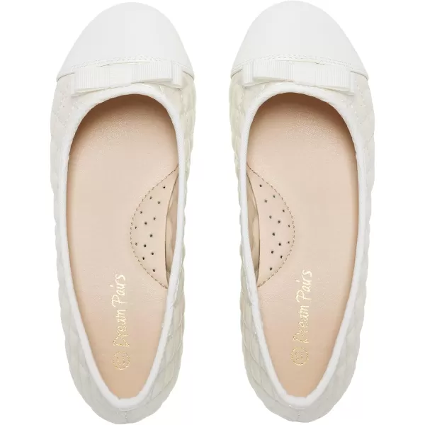 imageDREAM PAIRS Girls Dress Shoes Cute Bow Flower Girl Slipon Ballet Flats Little KidBig KidBeigeWhite
