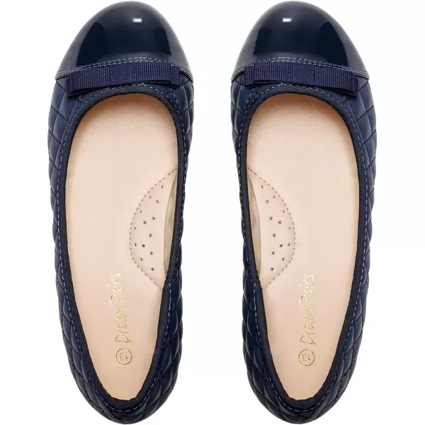 imageDREAM PAIRS Girls Dress Shoes Cute Bow Flower Girl Slipon Ballet Flats Little KidBig KidNavyBlue