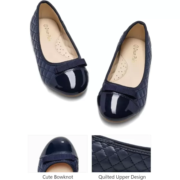 imageDREAM PAIRS Girls Dress Shoes Cute Bow Flower Girl Slipon Ballet Flats Little KidBig KidNavyBlue