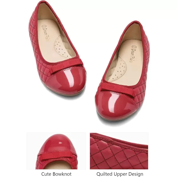 imageDREAM PAIRS Girls Dress Shoes Cute Bow Flower Girl Slipon Ballet Flats Little KidBig KidRed
