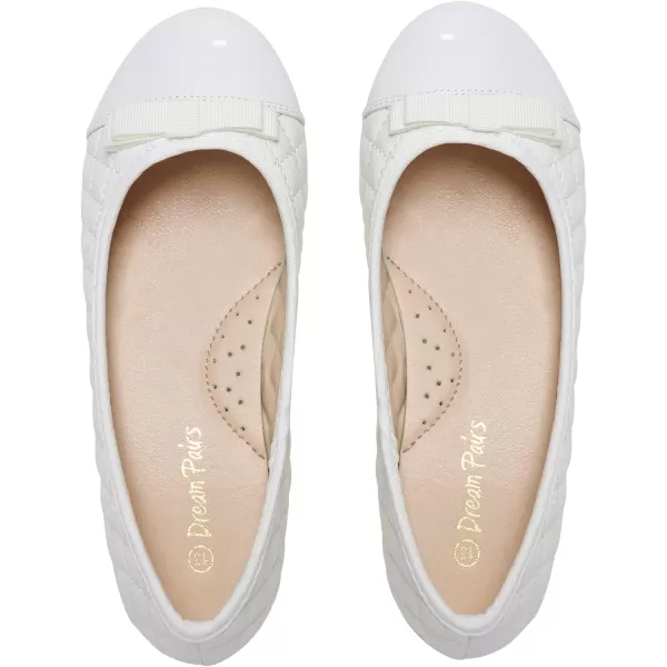 imageDREAM PAIRS Girls Dress Shoes Cute Bow Flower Girl Slipon Ballet Flats Little KidBig KidWhite