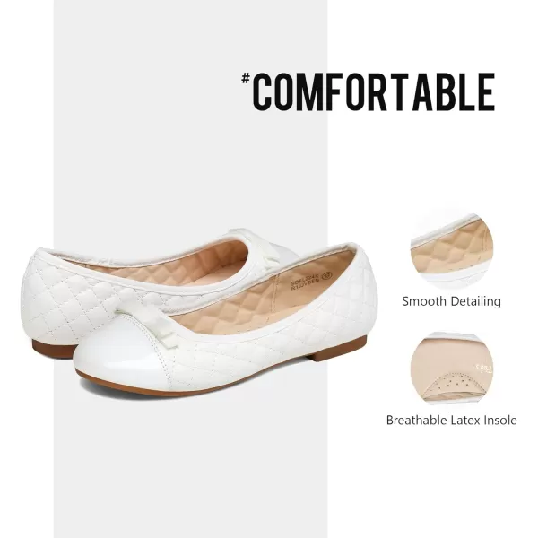 imageDREAM PAIRS Girls Dress Shoes Cute Bow Flower Girl Slipon Ballet Flats Little KidBig KidWhite