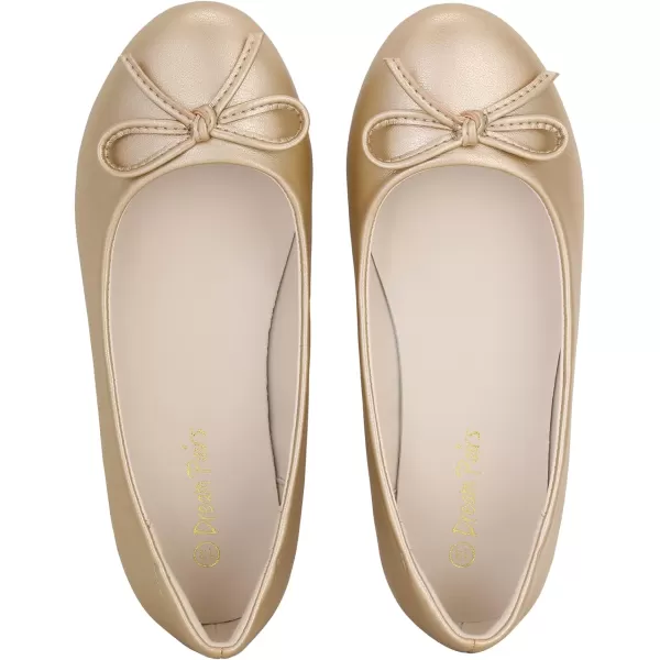 imageDREAM PAIRS Girls Dress Shoes Fashion Bow Ballet FlatsGold
