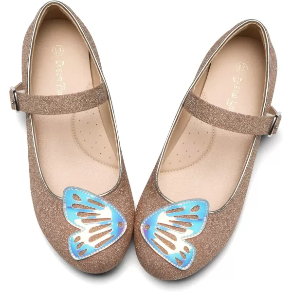 imageDREAM PAIRS Girls Dress Shoes Flower Girl Princess Butterfly Ballet FlatsGold