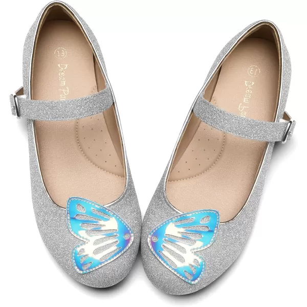 imageDREAM PAIRS Girls Dress Shoes Flower Girl Princess Butterfly Ballet FlatsSilver