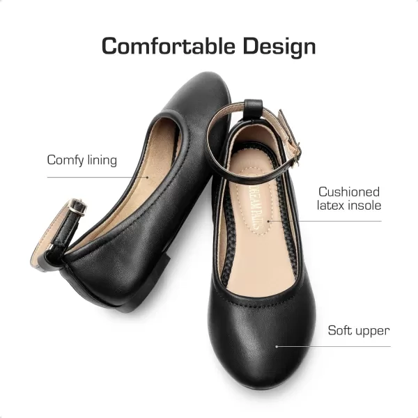 imageDREAM PAIRS Girls Dress Shoes Girls Ballerina Flat Ankle Strap Ballet Flats ToddlerLittle KidBig KidBlack