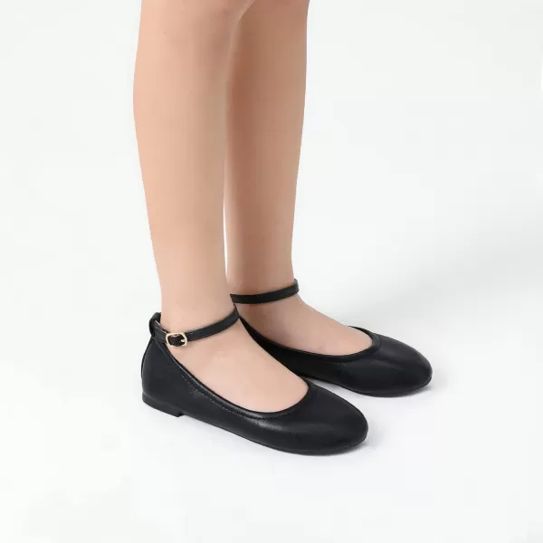 imageDREAM PAIRS Girls Dress Shoes Girls Ballerina Flat Ankle Strap Ballet Flats ToddlerLittle KidBig KidBlack