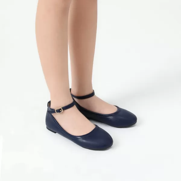 imageDREAM PAIRS Girls Dress Shoes Girls Ballerina Flat Ankle Strap Ballet Flats ToddlerLittle KidBig KidNavy