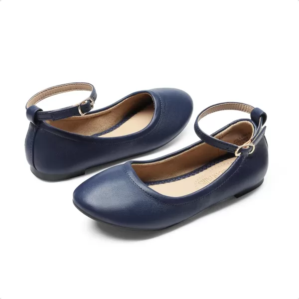 imageDREAM PAIRS Girls Dress Shoes Girls Ballerina Flat Ankle Strap Ballet Flats ToddlerLittle KidBig KidNavy