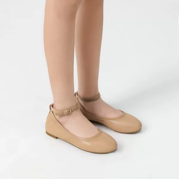 imageDREAM PAIRS Girls Dress Shoes Girls Ballerina Flat Ankle Strap Ballet Flats ToddlerLittle KidBig KidNude