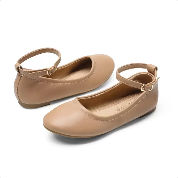 imageDREAM PAIRS Girls Dress Shoes Girls Ballerina Flat Ankle Strap Ballet Flats ToddlerLittle KidBig KidNude
