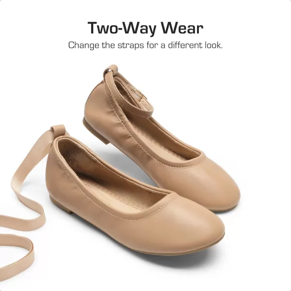 imageDREAM PAIRS Girls Dress Shoes Girls Ballerina Flat Ankle Strap Ballet Flats ToddlerLittle KidBig KidNude