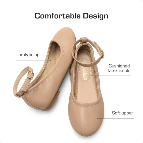 imageDREAM PAIRS Girls Dress Shoes Girls Ballerina Flat Ankle Strap Ballet Flats ToddlerLittle KidBig KidNude