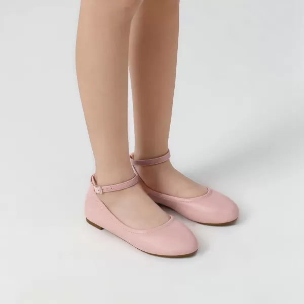 imageDREAM PAIRS Girls Dress Shoes Girls Ballerina Flat Ankle Strap Ballet Flats ToddlerLittle KidBig KidPink