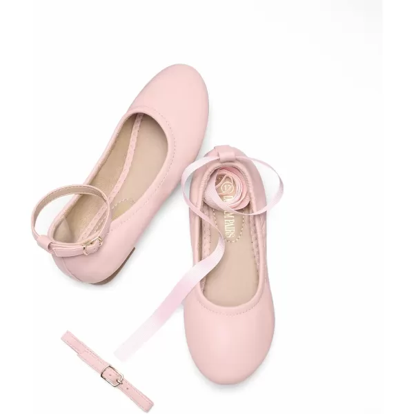 imageDREAM PAIRS Girls Dress Shoes Girls Ballerina Flat Ankle Strap Ballet Flats ToddlerLittle KidBig KidPink