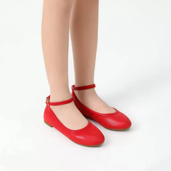 imageDREAM PAIRS Girls Dress Shoes Girls Ballerina Flat Ankle Strap Ballet Flats ToddlerLittle KidBig KidRed