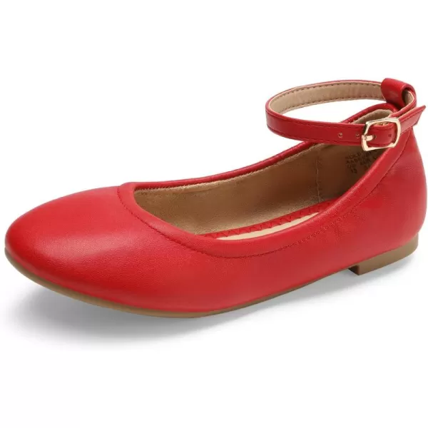 imageDREAM PAIRS Girls Dress Shoes Girls Ballerina Flat Ankle Strap Ballet Flats ToddlerLittle KidBig KidRed