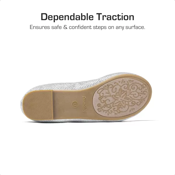 imageDREAM PAIRS Girls Dress Shoes Girls Ballerina Flat Ankle Strap Ballet Flats ToddlerLittle KidBig KidSilverGlitter