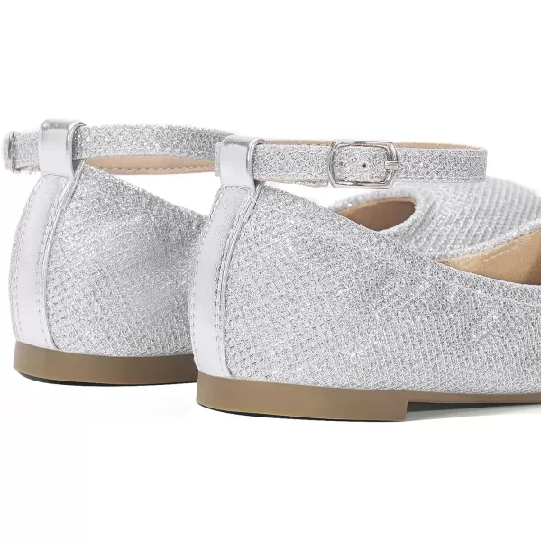 imageDREAM PAIRS Girls Dress Shoes Interchangeable Ankle Strap Flower Girl Ballet Flats ToddlerLittle KidBig KidSilver Glitter