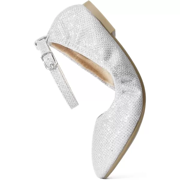 imageDREAM PAIRS Girls Dress Shoes Interchangeable Ankle Strap Flower Girl Ballet Flats ToddlerLittle KidBig KidSilver Glitter
