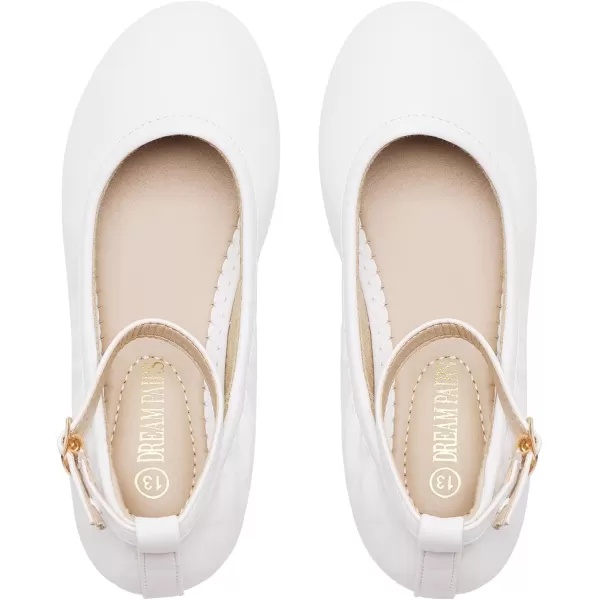 imageDREAM PAIRS Girls Dress Shoes Interchangeable Ankle Strap Flower Girl Ballet Flats ToddlerLittle KidBig KidWhite