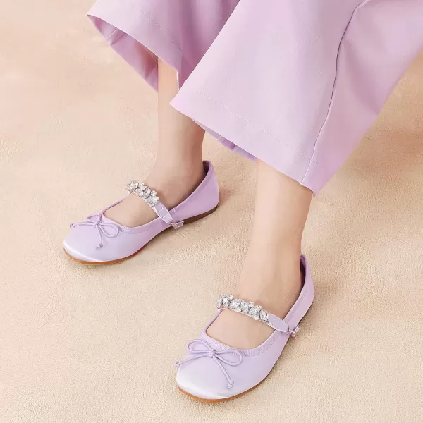 imageDREAM PAIRS Girls Dress Shoes Interchangeable Straps Fashion Bow Ballerina Flower Girl Ballet Flats DIYPurple