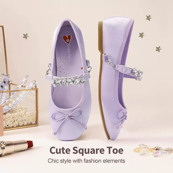 imageDREAM PAIRS Girls Dress Shoes Interchangeable Straps Fashion Bow Ballerina Flower Girl Ballet Flats DIYPurple