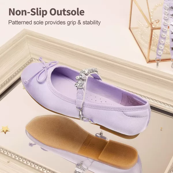 imageDREAM PAIRS Girls Dress Shoes Interchangeable Straps Fashion Bow Ballerina Flower Girl Ballet Flats DIYPurple
