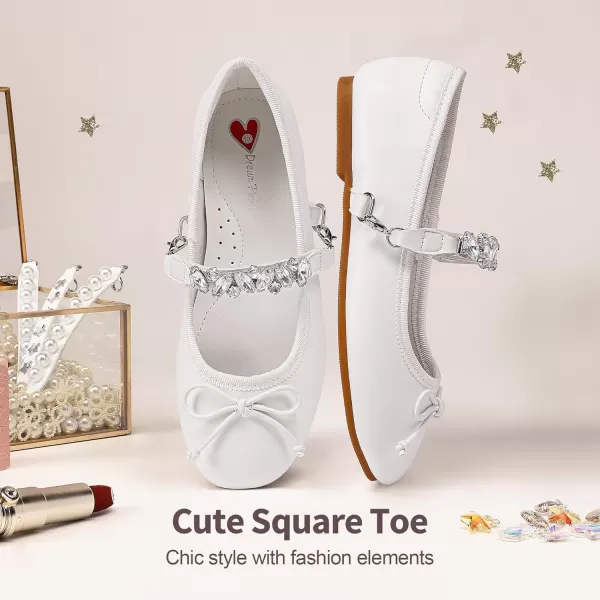 imageDREAM PAIRS Girls Dress Shoes Interchangeable Straps Fashion Bow Ballerina Flower Girl Ballet Flats DIYWhite