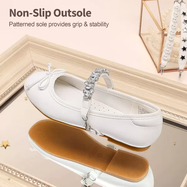 imageDREAM PAIRS Girls Dress Shoes Interchangeable Straps Fashion Bow Ballerina Flower Girl Ballet Flats DIYWhite