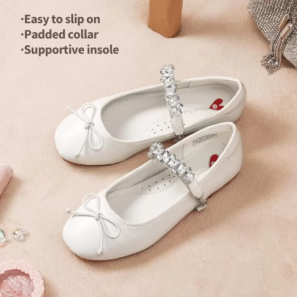 imageDREAM PAIRS Girls Dress Shoes Interchangeable Straps Fashion Bow Ballerina Flower Girl Ballet Flats DIYWhite