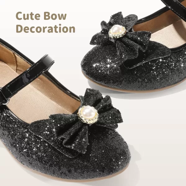 imageDREAM PAIRS Girls Dress Shoes Low Heel Flower Party Wedding Princess Mary Jane ShoesBlack