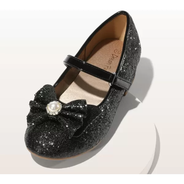 imageDREAM PAIRS Girls Dress Shoes Low Heel Flower Party Wedding Princess Mary Jane ShoesBlack