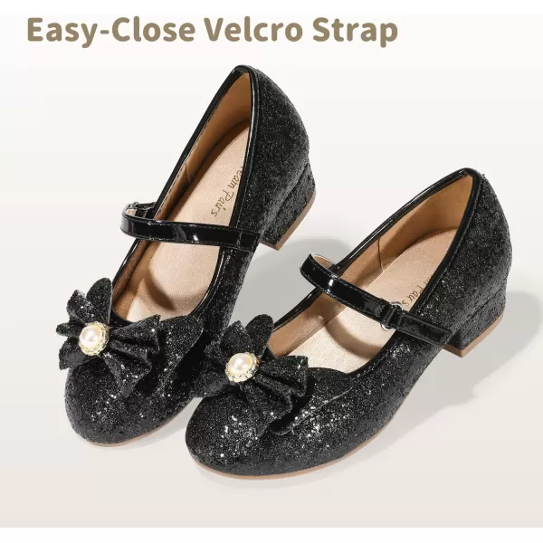 imageDREAM PAIRS Girls Dress Shoes Low Heel Flower Party Wedding Princess Mary Jane ShoesBlack