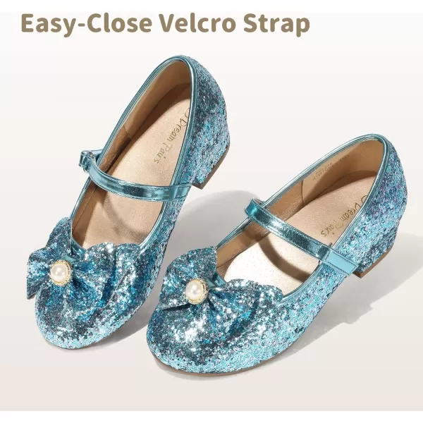imageDREAM PAIRS Girls Dress Shoes Low Heel Flower Party Wedding Princess Mary Jane ShoesBlue