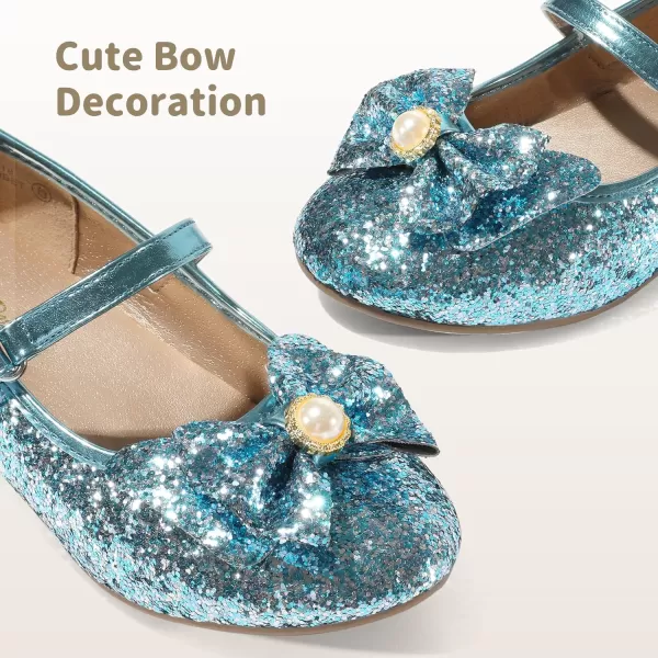 imageDREAM PAIRS Girls Dress Shoes Low Heel Flower Party Wedding Princess Mary Jane ShoesBlue