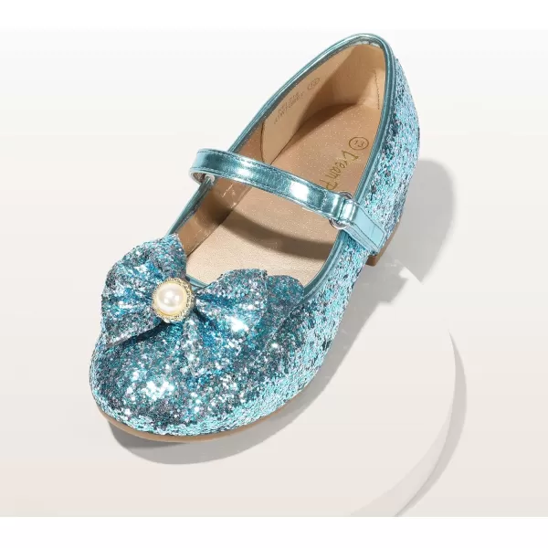 imageDREAM PAIRS Girls Dress Shoes Low Heel Flower Party Wedding Princess Mary Jane ShoesBlue