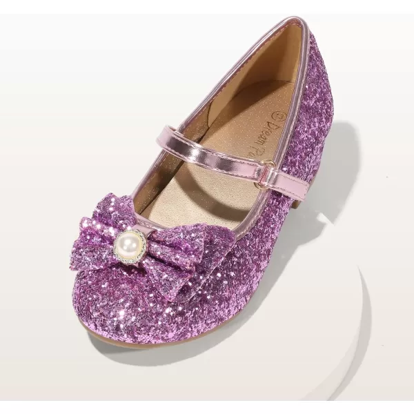imageDREAM PAIRS Girls Dress Shoes Low Heel Flower Party Wedding Princess Mary Jane ShoesPurple