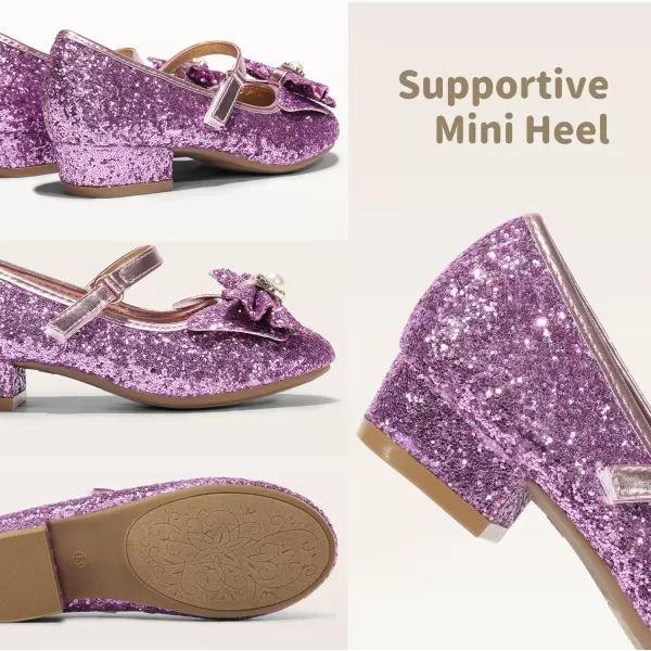 imageDREAM PAIRS Girls Dress Shoes Low Heel Flower Party Wedding Princess Mary Jane ShoesPurple