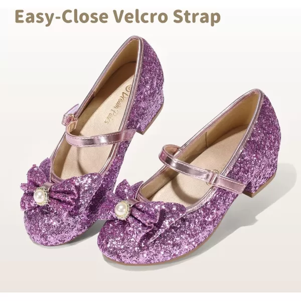 imageDREAM PAIRS Girls Dress Shoes Low Heel Flower Party Wedding Princess Mary Jane ShoesPurple