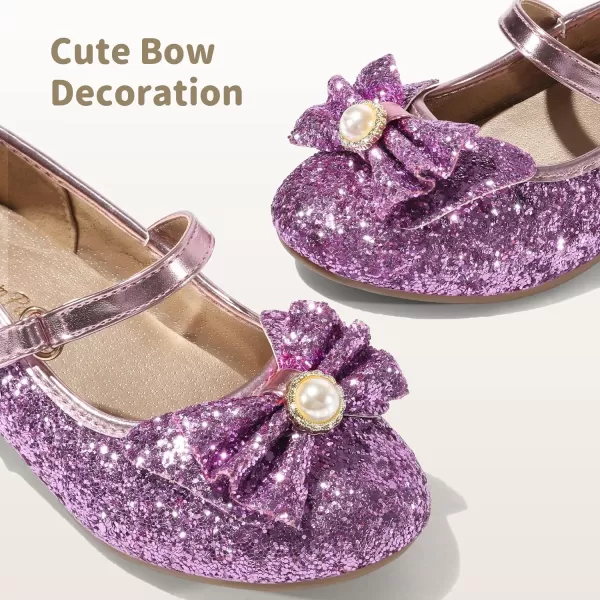 imageDREAM PAIRS Girls Dress Shoes Low Heel Flower Party Wedding Princess Mary Jane ShoesPurple