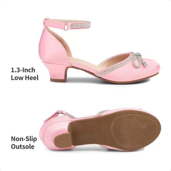 imageDREAM PAIRS Girls Dress Shoes Pumps Low Heels Sandals Flower Party Wedding PrincessPink