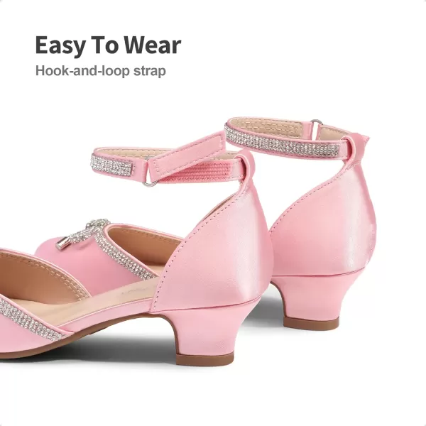 imageDREAM PAIRS Girls Dress Shoes Pumps Low Heels Sandals Flower Party Wedding PrincessPink