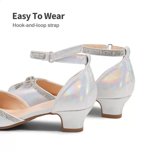 imageDREAM PAIRS Girls Dress Shoes Pumps Low Heels Sandals Flower Party Wedding PrincessSilver