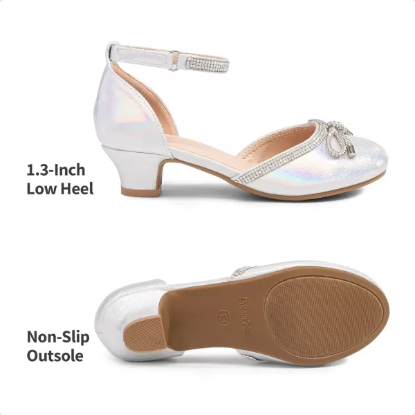 imageDREAM PAIRS Girls Dress Shoes Pumps Low Heels Sandals Flower Party Wedding PrincessSilver