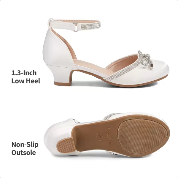 imageDREAM PAIRS Girls Dress Shoes Pumps Low Heels Sandals Flower Party Wedding PrincessWhite