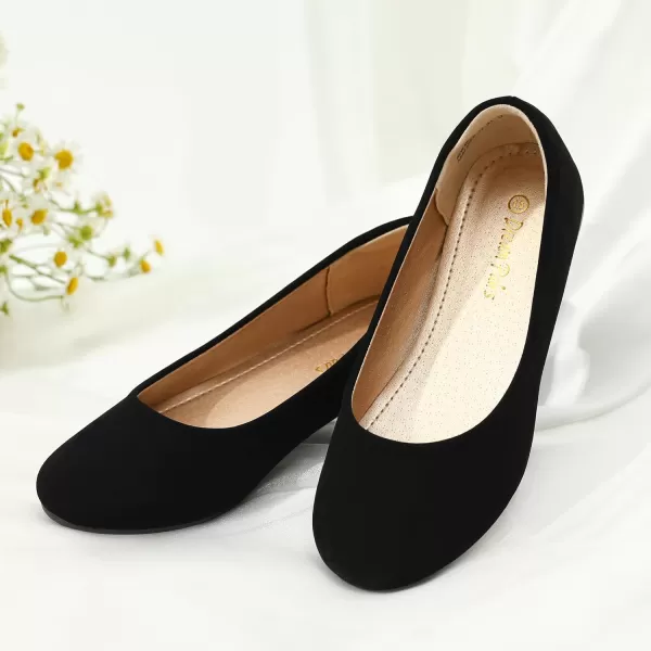 imageDREAM PAIRS Girls Dress Shoes Slip on Ballerina FlatsToddlerLittle KidBig KidBlackNubuck