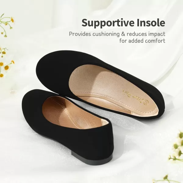 imageDREAM PAIRS Girls Dress Shoes Slip on Ballerina FlatsToddlerLittle KidBig KidBlackNubuck