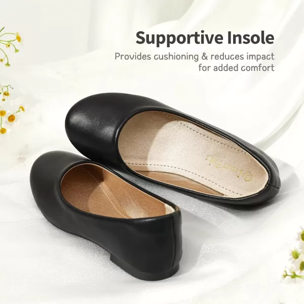 imageDREAM PAIRS Girls Dress Shoes Slip on Ballerina FlatsToddlerLittle KidBig KidBlackPu